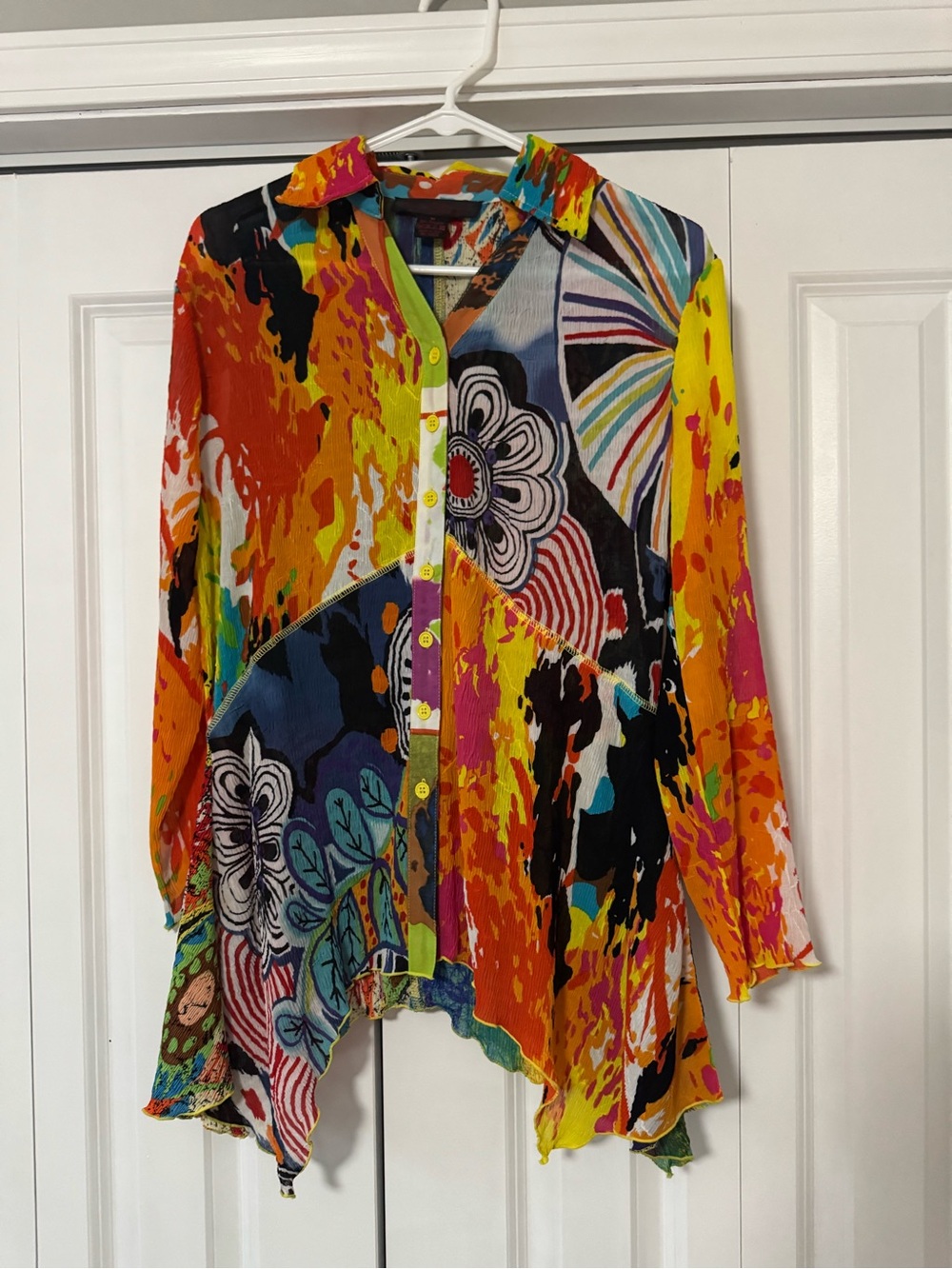 Vibrant Multicolor Button-Down Women's Shirt